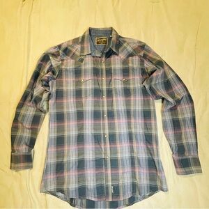 Wrangler Retro Premium Western Shirt Mens XLT Plaid Pearl Snaps MVR164M